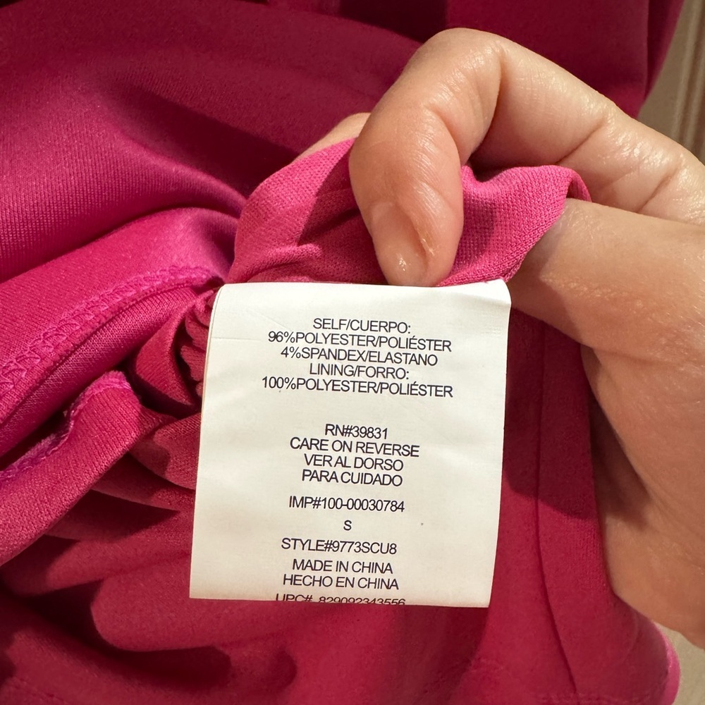 NEW w TAGS 🏷️  XOXO Hot Pink Off-the-Shoulder Sheath Dress (Small) - Picture 11 of 13